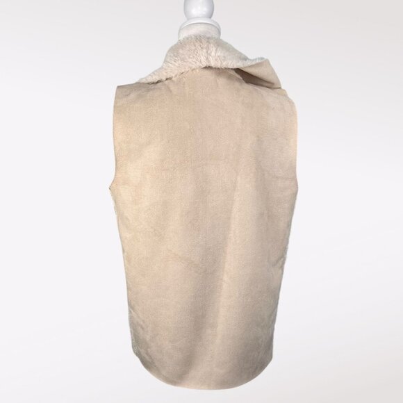 John + Jenn Faux Shearling Suede Drape Vest Open Front Sleeveless Small - Picture 5 of 7